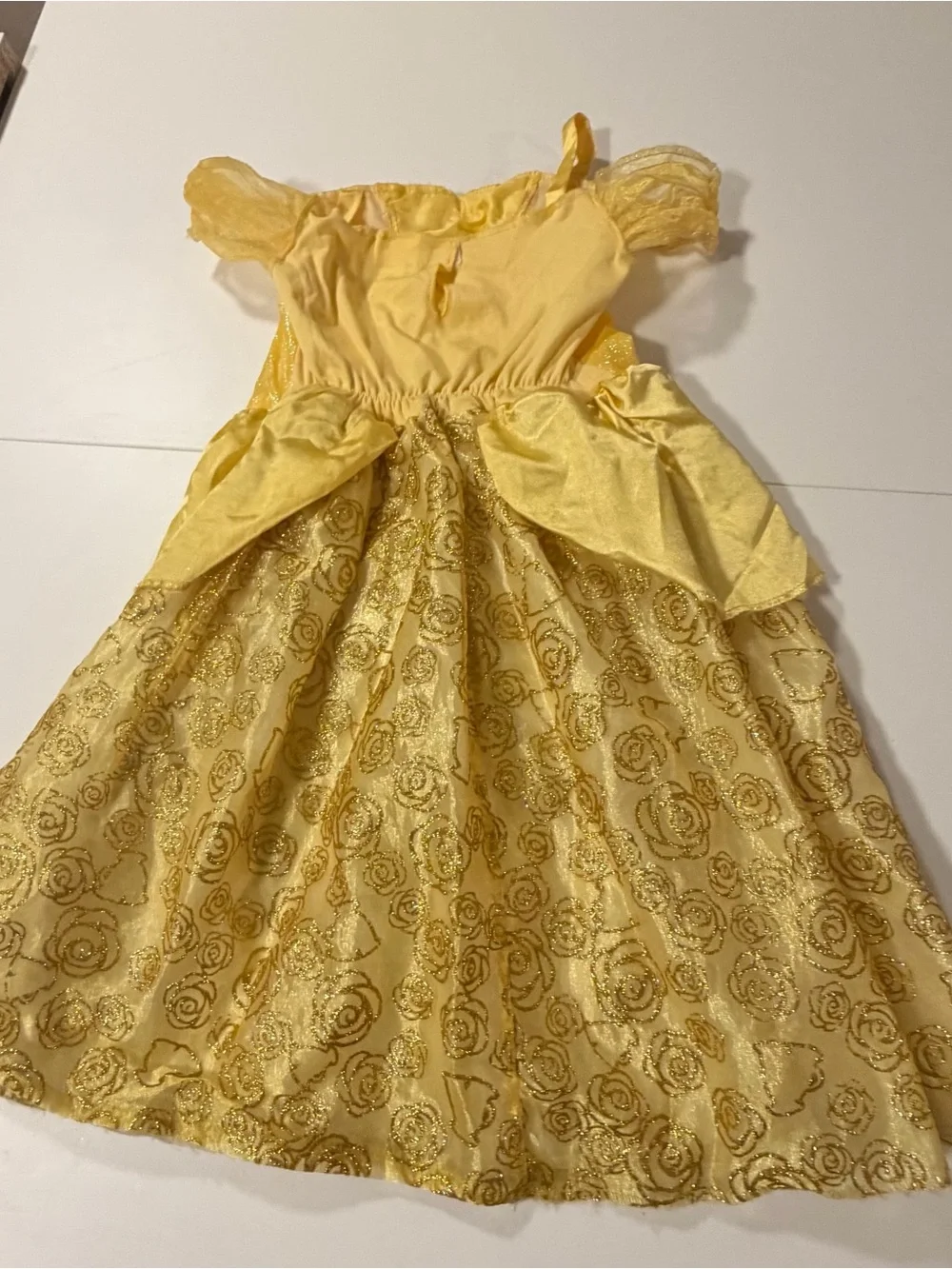 Disney Yellow Glitter Belle-Style Princess Costume Dress - SZ 4-6X - Picture 6 of 7